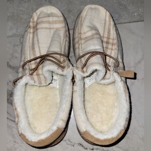 Lamo 'Samantha' Plaid Moccasin Sheepskin Footbed Sz 10 Slip On Shoes Slippers